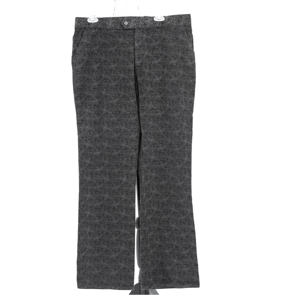 Corduroy print pattern high waist pant charcoal gray & black Liz Claiborne 14